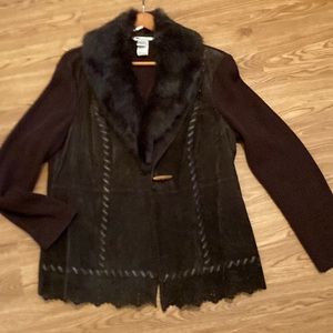 Sweater Jacket Faux Fur Suit Collar